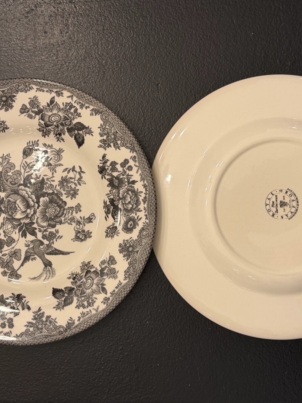 Black and White Asiatic Pheasant salad plates by Royal Stafford set of 7 - Picture 5 of 7